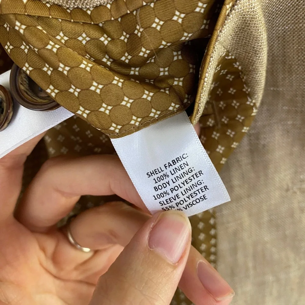 Murano Baird McNutt Linen Blazer Tan Men's Size Small *Missing Cuff Buttons